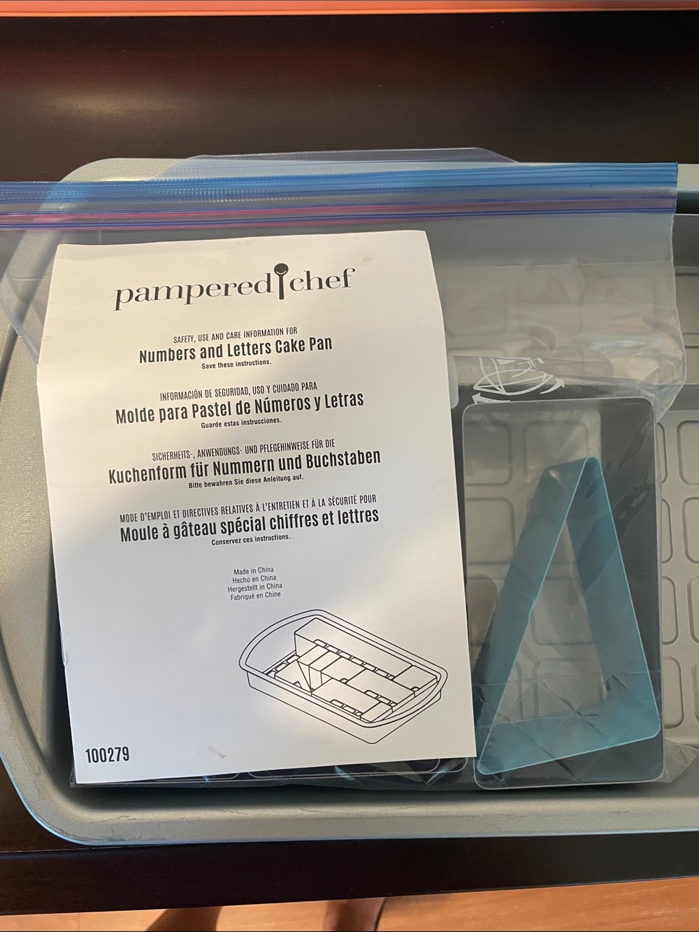 The Pampered Chef Numbers and Letters Cake Pan with Teal Letter Inserts